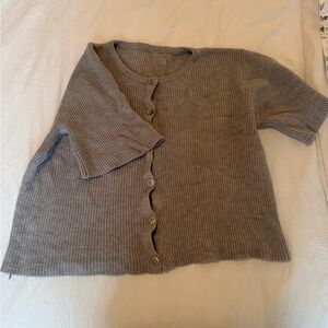 Grey short sleeve cardigan